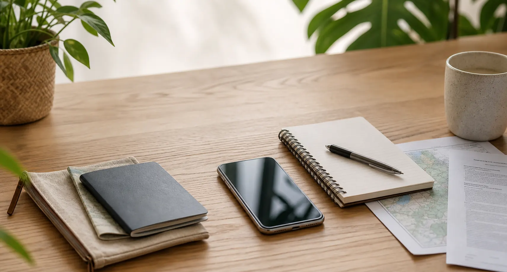 Travel documents and payment notes on a desk for a Bukit Lawang trekking booking